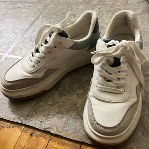 White and Gray Lace-Up Sneakers